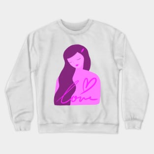 Pink Love and a lovely pink girl Crewneck Sweatshirt